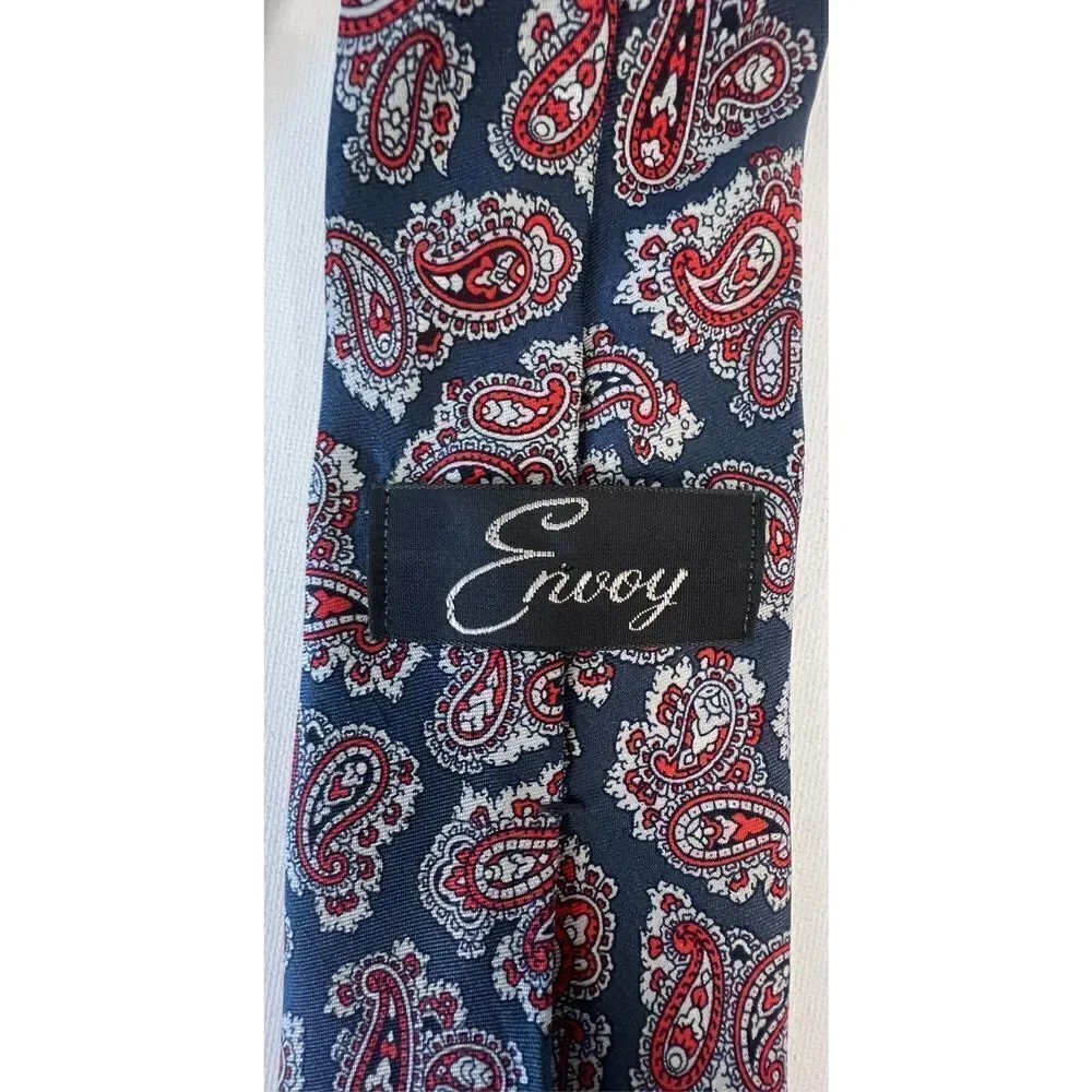 Men’s Envoy Unique Paisley Patterned 100% Silk Professional Tie - Picture 3 of 5